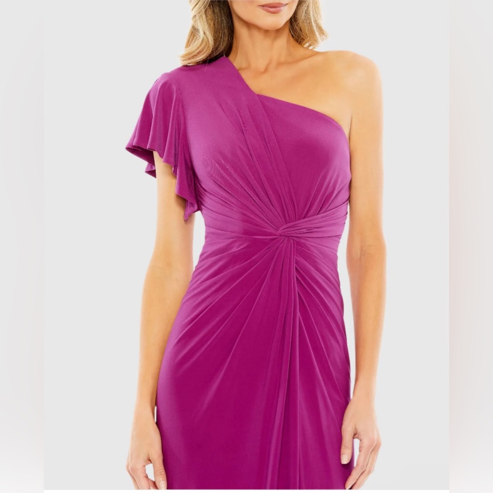Mac Duggal One Shoulder Midi Length Jersey Dress